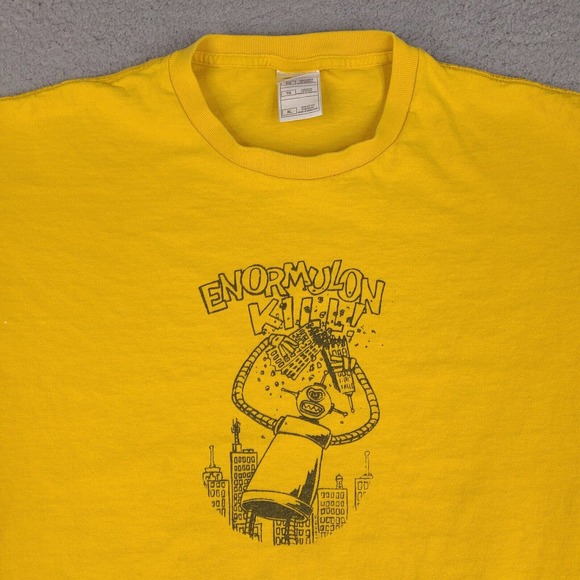 Enormulon Kill T-Shirt Mens XL Yellow Robot‎ Destroy Short Sleeve Heavy Cotton - Picture 2 of 16